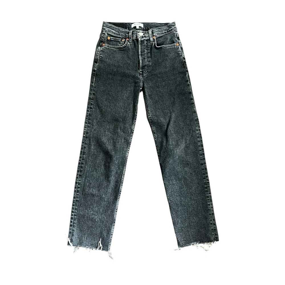 Re/Done 70’s Stovepipe High Rise Cropped Raw Hem Jean 26 - Picture 3 of 10